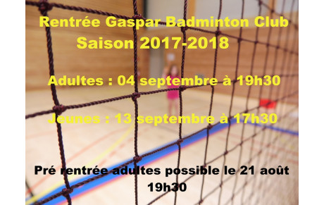 Rentrée du Club 2017-2018 : toutes les infos!